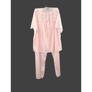 Vintage Lady Ronte Womens L Pajama Set  Pink Embroidery Lingerie Lace‎